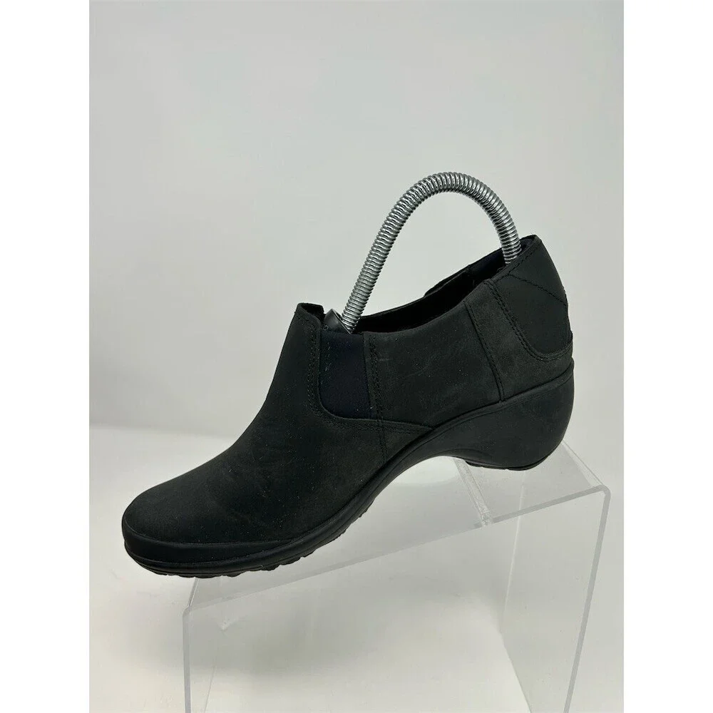 Merrell Womens Slip-On Wedge Comfort Shoes Black Elastic Gore Work Casual Size 8